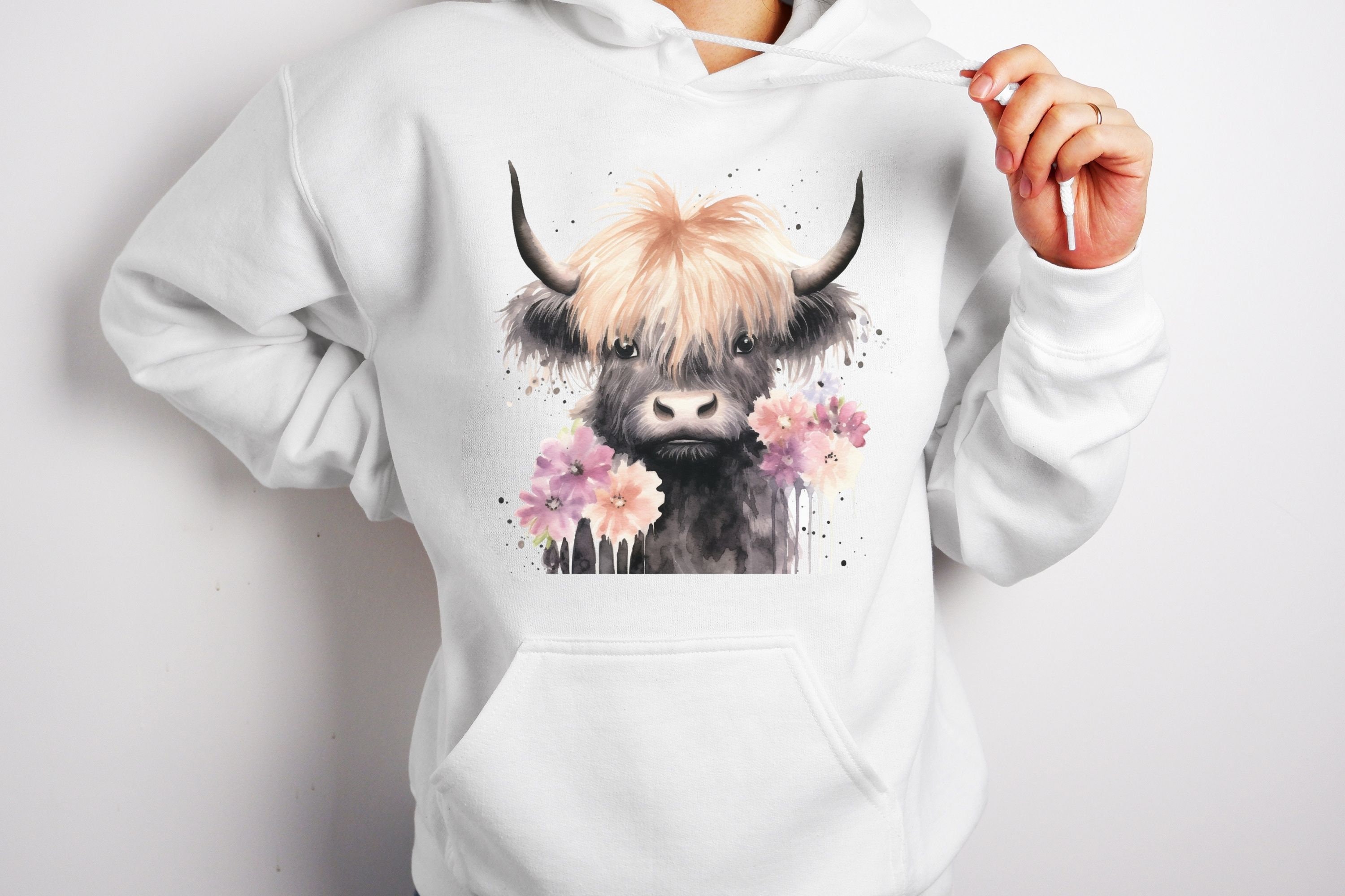 Cute Baby Highland Cow Watercolor PNG Clipart Bundle, Cow Wall Art ...