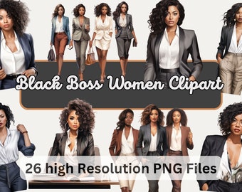 Watercolor Black Girl Boss Clipart Black Woman Clipart, Office Girl PNG Fashion Planner Clipart, African American Fashion Girl Stickers