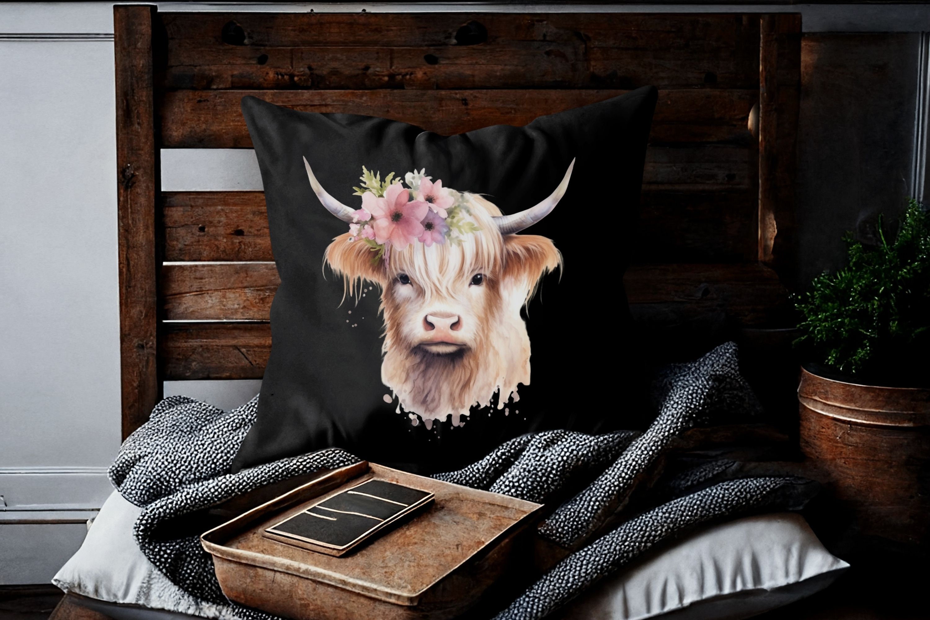 Cute Baby Highland Cow Watercolor PNG Clipart Bundle, Cow Wall Art ...