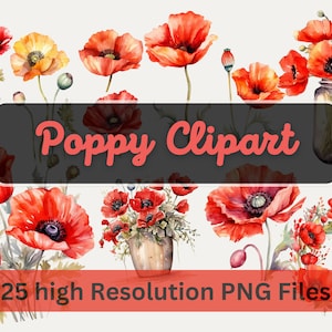 Clipart aquarelle anémone rouge plante d’intérieur jardinage plante amateur Wall Art PNG printemps Floral Art numérique Téléchargement instantané Utilisation commerciale