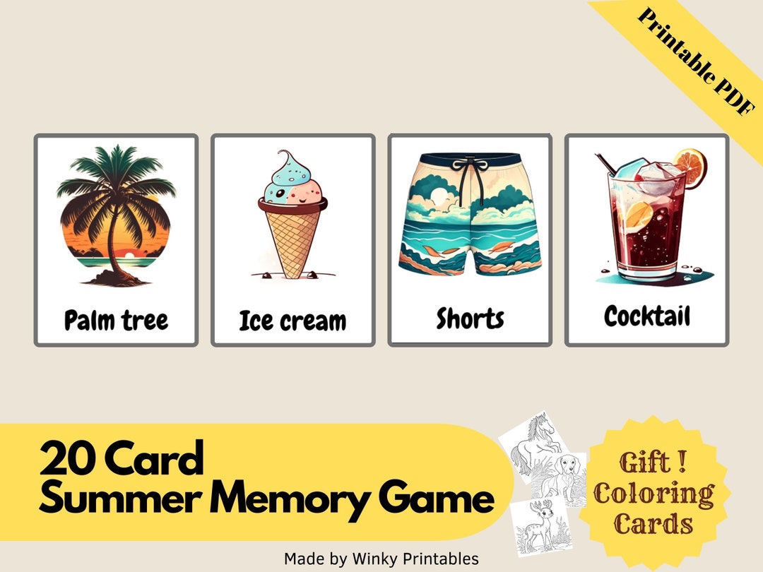 Summer Memory Game Activity for Kids Preschool Game - Etsy