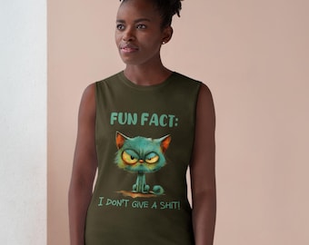 Unisex Grumpy Cat Tank Top I Don't Give a Shit Lightweight Summer Tank
