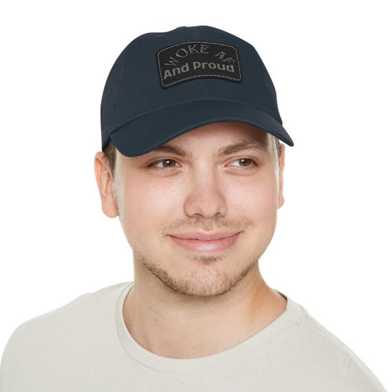 Woke AF Hat - Anti Trump Leftist Dad Hat with Leather Patch (Rectangle) - Available in 24 Colors - Great Gift For Your Favorite Progressive