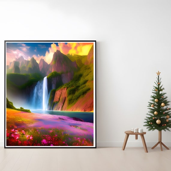 Colorful Printable Digital Download Landscape Waterfall Beauty One of Three Images Variety Ratio Sizes 16 Different Sizes Gorgeous