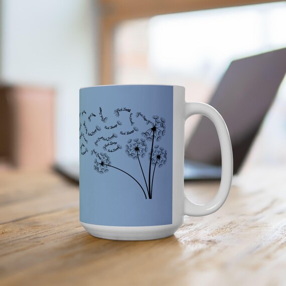 F*** Trump Dandelions Mug, Unique Coffee Mugs, Botanical Ceramic Coffee Cup, Nature Lover Mug,Subtle Anti Trump Merch, Gift Birthday Or Xmas