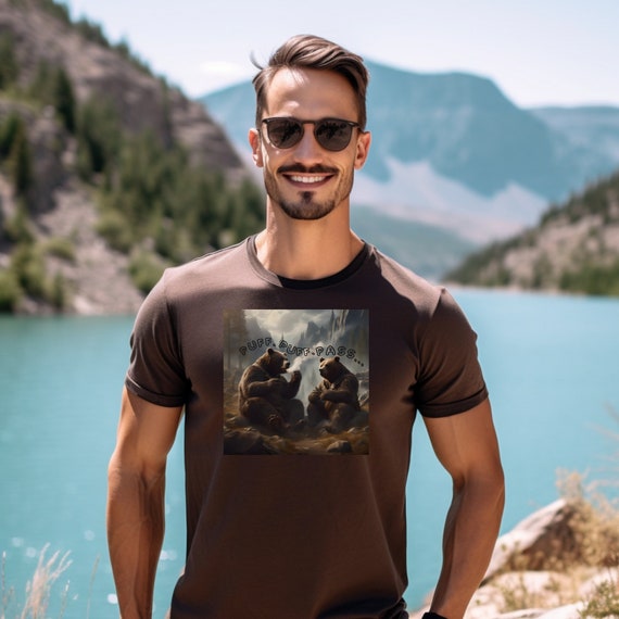 Bear Smoking Weed 420 THC Tshirt - Midjourney Art - Cannabis Tshirt 420 Gift - Stoner Unisex Softstyle T-Shirt