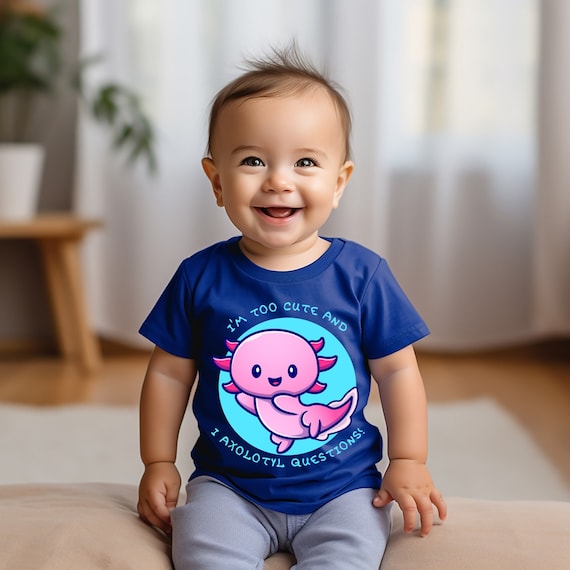 Kawaii Shirt - Axolotl Tshirt - I Axolotl Questions Kids Shirt - Infant Fine Jersey Tee - Ocean Animal Shirt