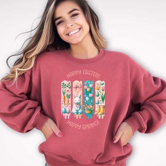 Playful Spring Easter Bunny Sweatshirt, Perfect for Spring Celebrations, Cute Gift for Her, Gift For Sister-In-Law, Teacher, Bus Driver