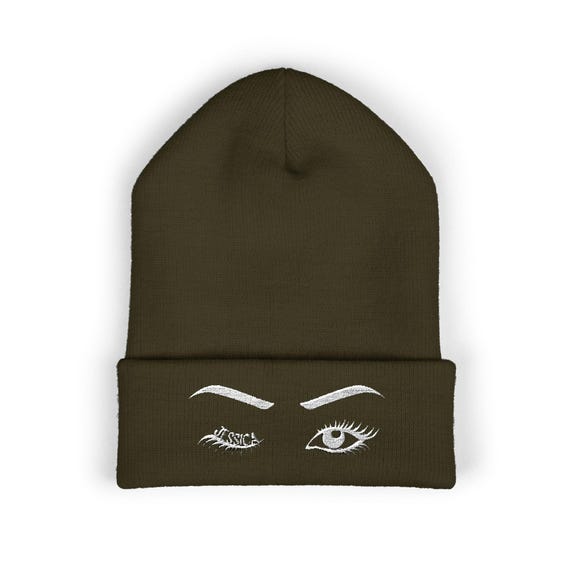 Stay Cozy with a Custom Embroidered Eyelashes Beanie - Cute Personalized Cuffed Skully Cap, Trendy Embroidered Beanie, Unique Gift!