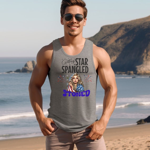 Funny 4th of July Stoner Unisex Tank | Getting Star Spangled Stoned
