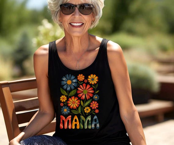 Show Mom Some Love with a Colorful Floral Mama Tank - Great for Mother's Day and Weekend Adventures, Gift For Stepmom, Honorary Moms