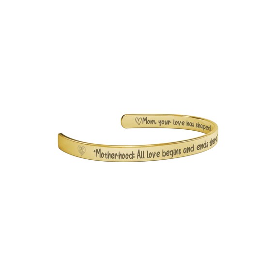 Sentimental Mothers Day Cuff Bracelet - Loving Quote and Message, Available in Rose Gold, Gold and Silver, Thin Stainless Steel Bangle