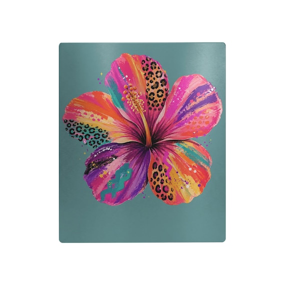 Colorful Hibiscus Metal Panel Art
