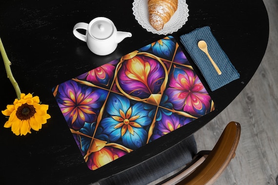 Matching Vibrant Quilted Geometric Table Decor Floral Placemat & Table Runner - Multi Product Listing