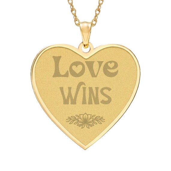 Love Wins Heart Frame Pendant | Heart Necklace, Photo Insert Locket