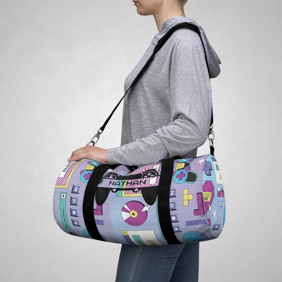 Personalized Retro Y2K Gamer Duffel Bag - Custom Gym Bag, Travel Bag, Weekend Getaway, Kids Overnight Bag, Fun Gifts For Birthdays,Christmas