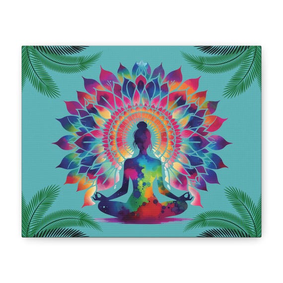 Colorful Zen Wall Art, House Warming Gift, Buddha Canvas Print, Yoga Decor for Home, Spiritual Gift Art, Gift For Yoga Teacher, Reiki