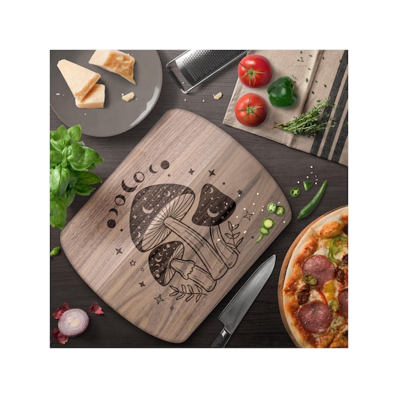 Celestial Mushroom Cutting Board - Choose Small Or Large, Walnut Or Maple - Wooden Cutting Board, Gift For Chef, Baker, Roommate, BFF Gift