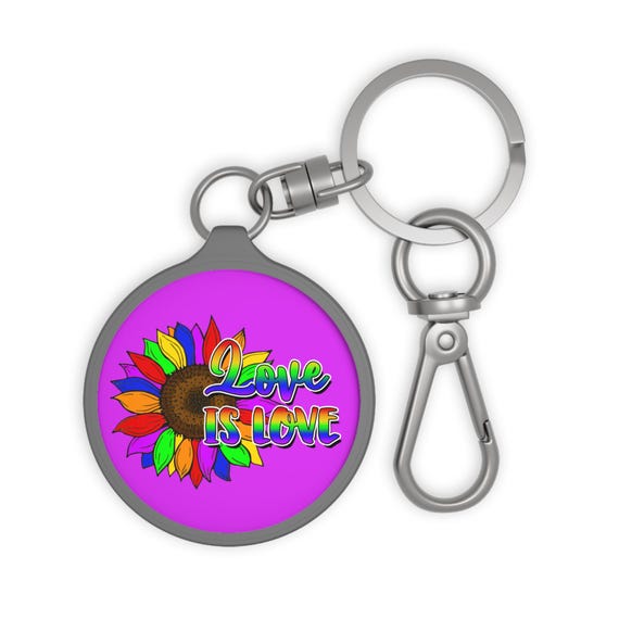 Love Is Love Sunflower Keyring Tag | Rainbow LGBTQ Pride Keychain