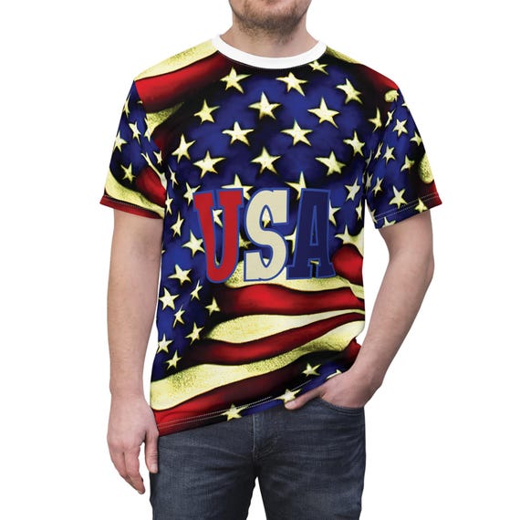 USA Pride AOP Tee - Wear Your Patriotism Loud and Proud this Independence Day-All Over Print 4th of July Shirt, Independence Day T-Shirt