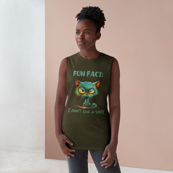 Unisex Grumpy Cat Tank Top I Don't Give a Shit Lightweight Summer Tank