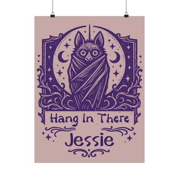 Custom Hang In There Bat Matte Vertical Poster | Free Personalization Wall Hanging