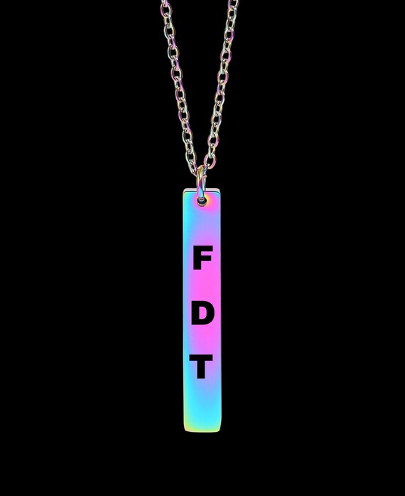 Anti-Trump Engraved Vertical Bar Necklace | FDT Protest Pendant