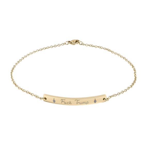 Engraved Anti Trump Curved Bar Anklet