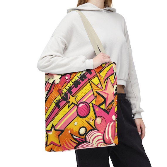 Funky Y2K Pop Art Tote - Colorful Design for Beach Days, Shopping, and Comic Enthusiasts! Trendy Beach Bag, Summer Essentials