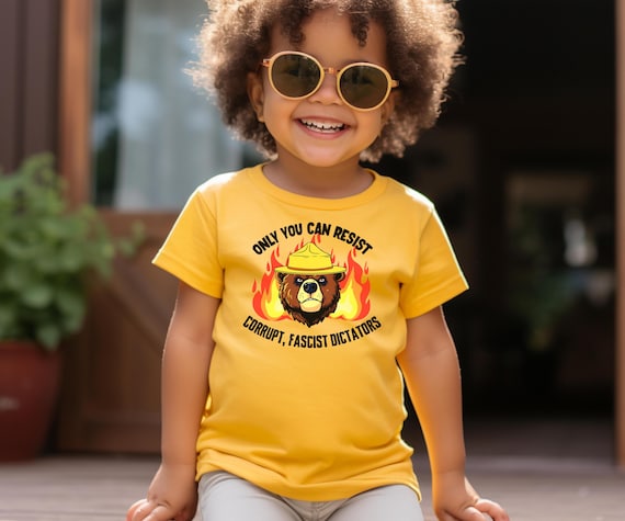 Empower Your Little Activist with this Protest Bear Tee - Kids Protest Shirt, Gift for Activist Parents, Smokey The Bear Anti Fascism Shirt