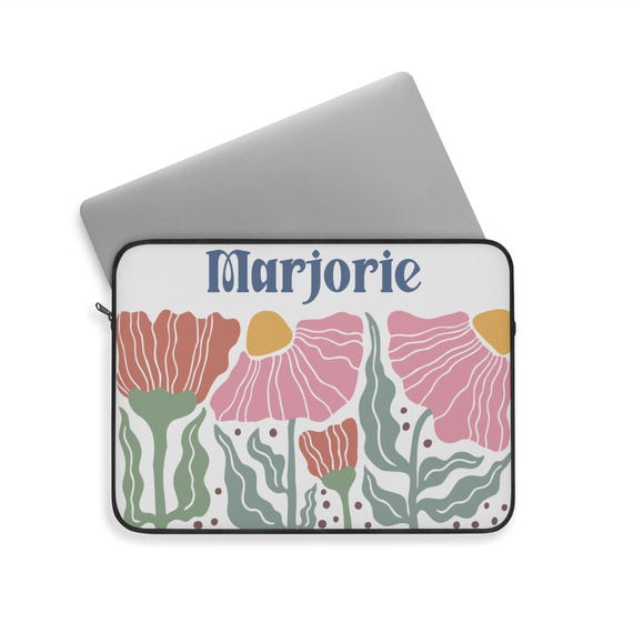 Personalized Floral Laptop Sleeve, Custom Name Laptop Case, Unique Gift for Her, Flower Design, Graduation Gift, Spring Vibes