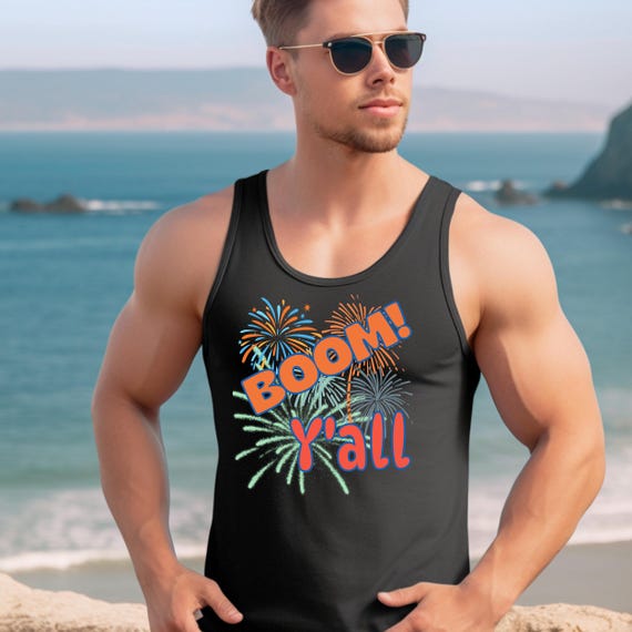 Get Ready to Sparkle with this Funny Fireworks Tank Top - Unisex Patriotic Outfit for 4th of July - Great Holiday Gift