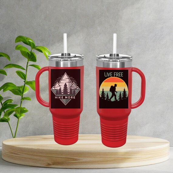 40 oz Insulated Tumbler With Leak-Proof Lid | Perfect for Hikers | Hike More, Live Free, Camping, Road Trips, Coffee Lovers |Stainless Steel