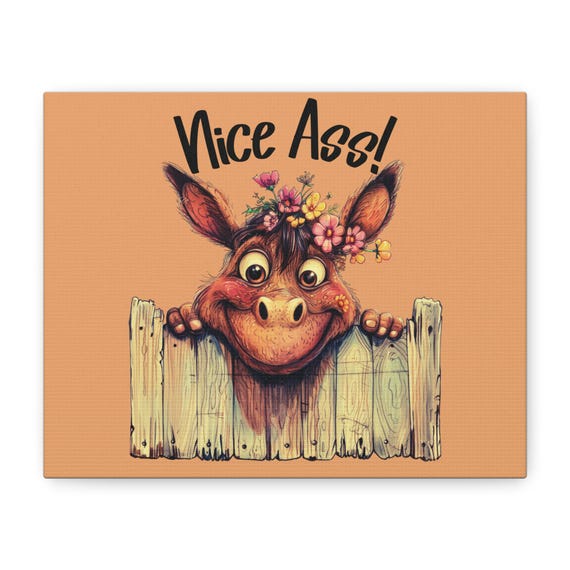 Funny Donkey Bathroom Canvas Print: Whimsical Animal Wall Art