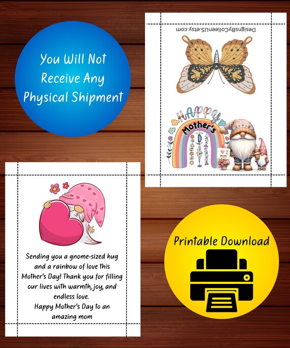 Printable Gnome Boho Rainbow Mother's Day Card Digital Download Happy Mother's Day