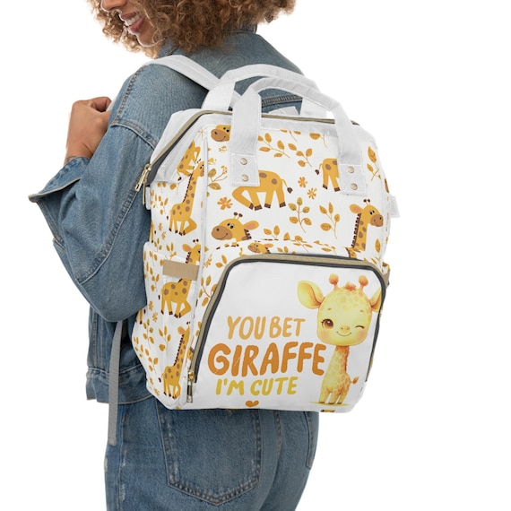 Colorful AOP Giraffe Diaper Bag/Backpack | Great Expecting Mom Gift Or Baby Shower | Cute Safari Baby Bag, Kid's Overnight Bag, Toddler Bag