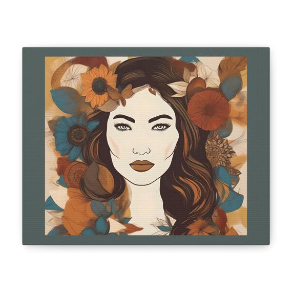 Feminine Delight: Abstract Floral Art Canvas, Boho Style Decor for Living Room, Unique Gift For Mother's Day, International Women's Day