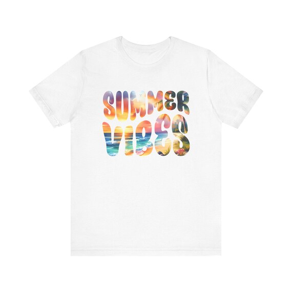 Hello Summer! Summer Vibes Unisex Jersey Short Sleeve Tee - Beachy Ocean Aesthetic - Light Weight Cotton Tee For Summer Months