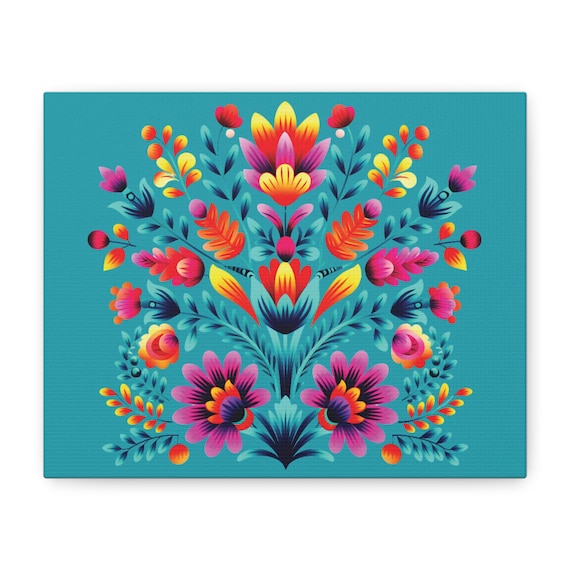 Floral Canvas Art, Colorful Wall Decor, Boho Home Decor, Gift for Her, Vibrant Wall Art, Spring Decoration