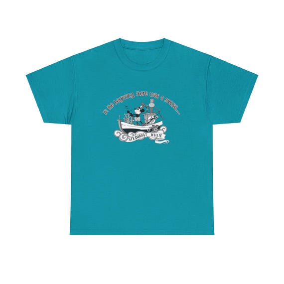 Disney Steamboat Willie Unisex Heavy Cotton Tee - Retro Mickey Mouse Disney T-Shirt - Original Mickey Shirt Gift For Disney Vacationers