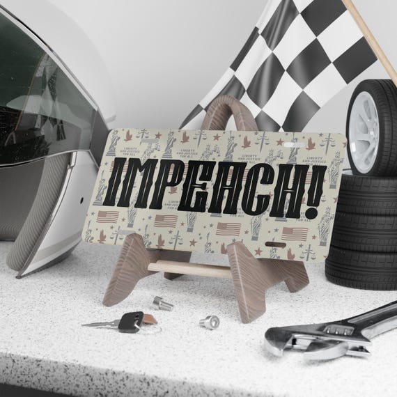 IMPEACH! Vanity Plate | Flag Statue of Liberty Pattern License Plate