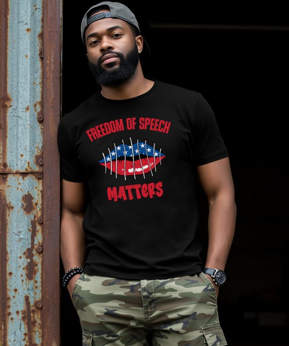 Freedom of Speech Matters T-Shirt | American Flag Lips Design