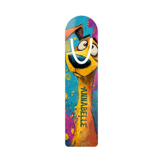 Colorful Cartoon Dog Bookmark | Personalized Name Option