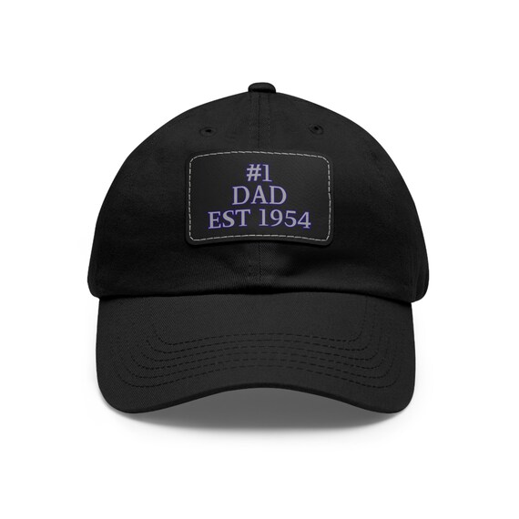 Dad Hat-Leather Patch Hat For Father's Day - Rectangle Faux Leather Patch -Dad Patch Est Hat Personalized Year
