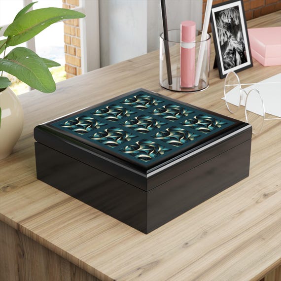 Abstract Geometric Pattern Jewelry Box | Decorative Trinket Storage