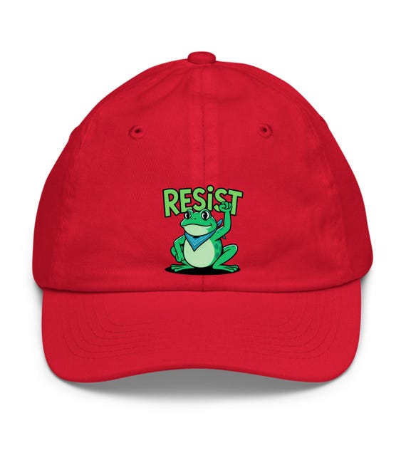 Resist Frog Youth Baseball Cap | Embroidered No Kings design