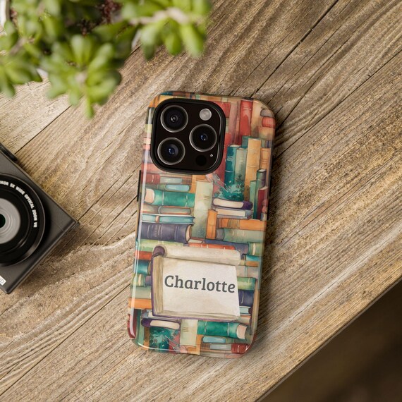 Cute Book Lover Phone Case, Tough Case for Readers, Custom Name Phone Cover, Personalized Gift for Bookworms, Literary Accessories