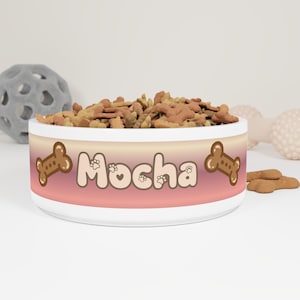 Personalized Ceramic Pet Bowl, Custom Name Dog Cat Dish
