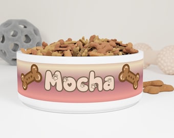 Personalized Ceramic Pet Bowl, Custom Name Dog Cat Dish