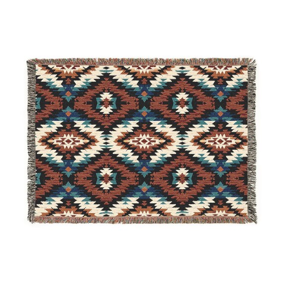 Native American Style Woven Blanket, Cozy Throw for Home Decor, Tribal Pattern Blanket, Perfect for Gift, Camping, or Picnic, Closing Gift